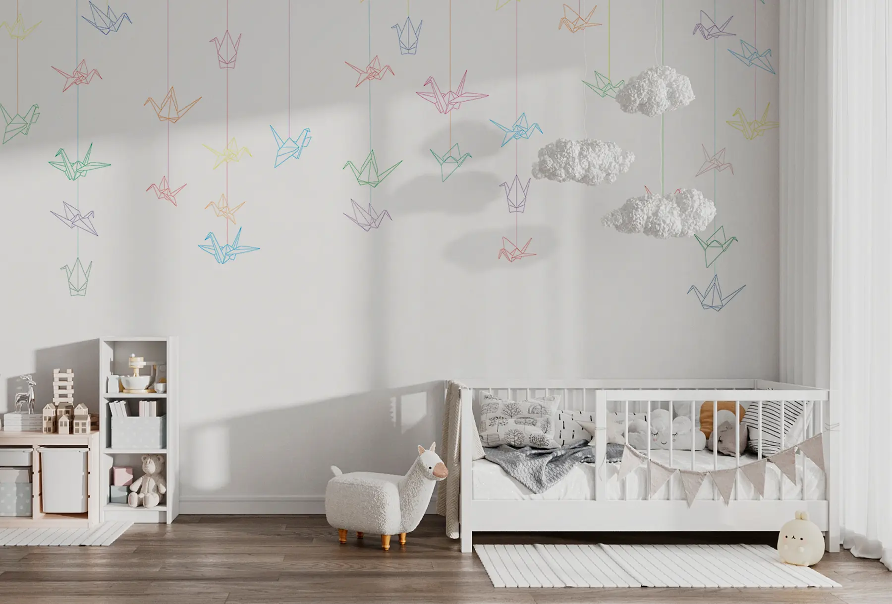 peintures murales Grues en origami en couleur u98953