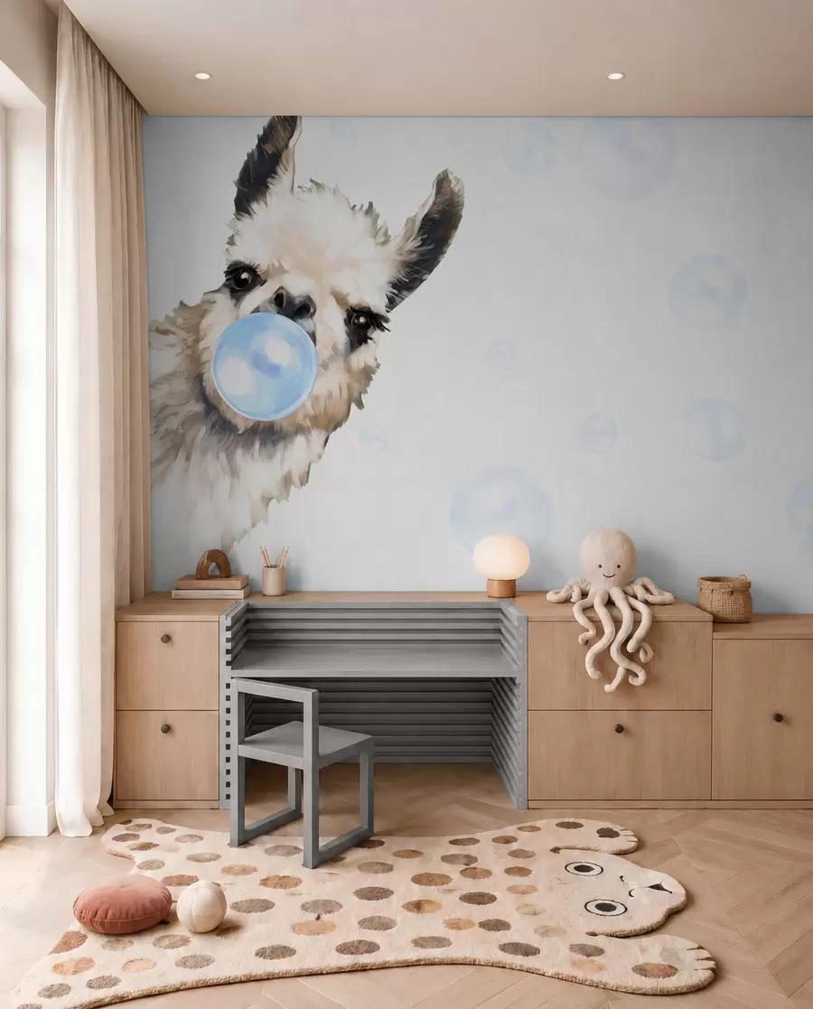 Wall Mural Photo Wallpaper Llama Bubblegum in Blue u98952v1