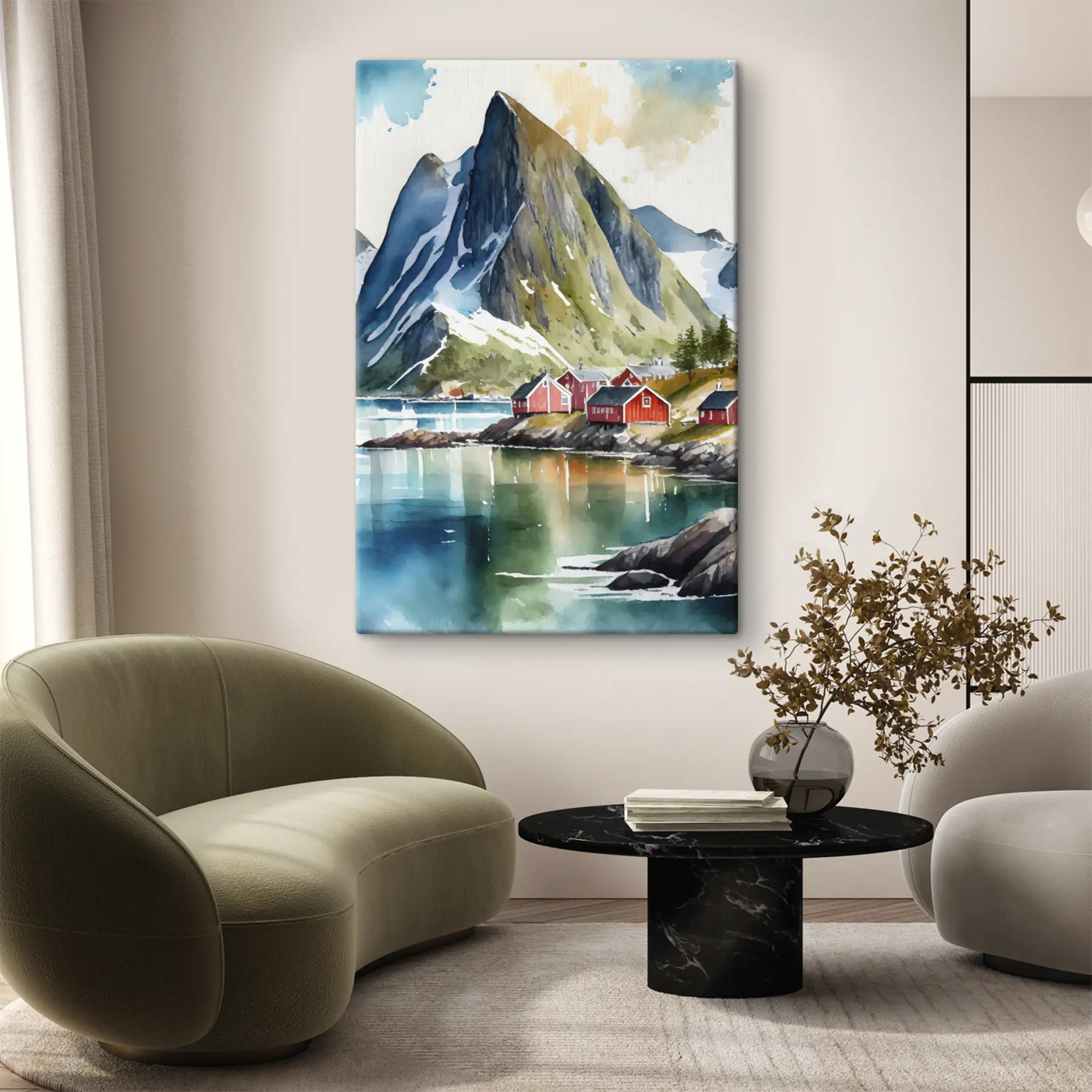 wall murals Majestic mountains by tranquil waters s36685