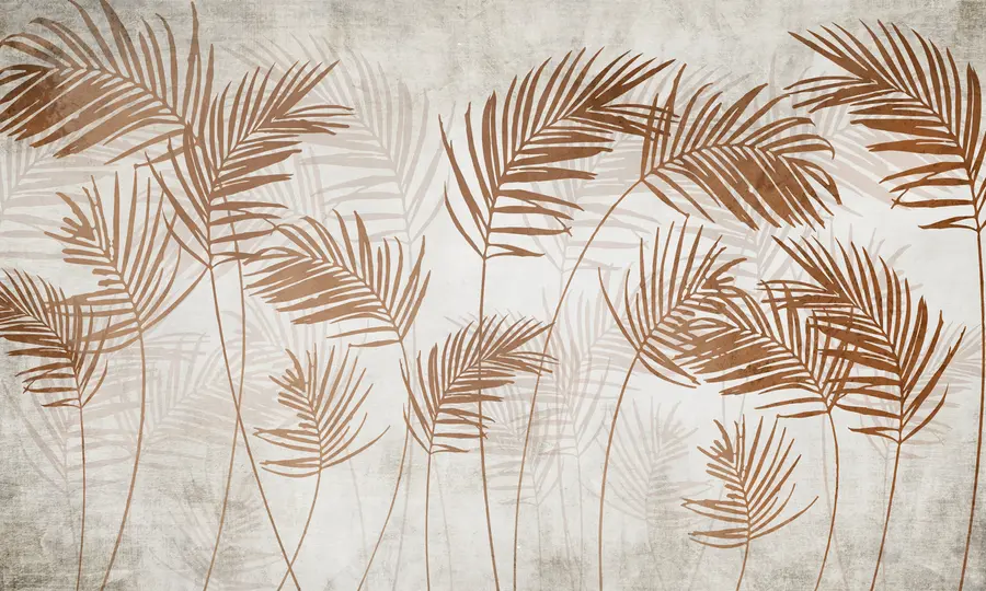 Wall Mural Photo Wallpaper Wallpaper design with tropical trees and leaves in a misty forest u98974