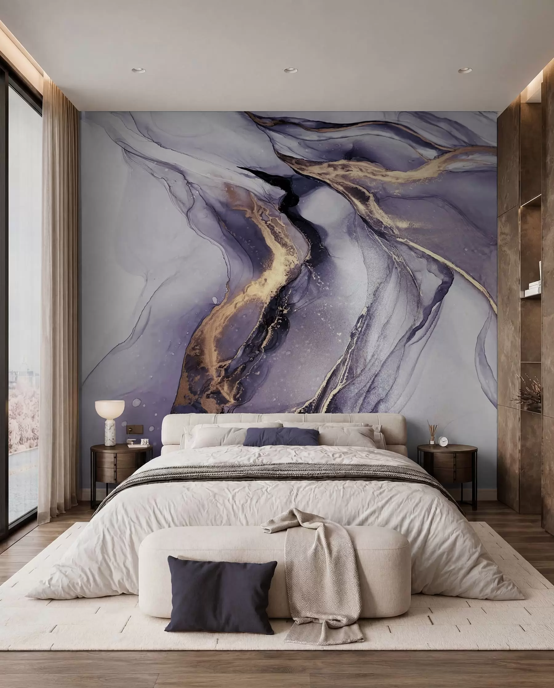 Wall Mural Photo Wallpaper Amethyst Marble Rivers u18250v4