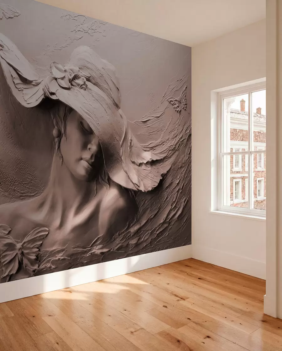 murales Mujer con sombrero 3D u62592v1