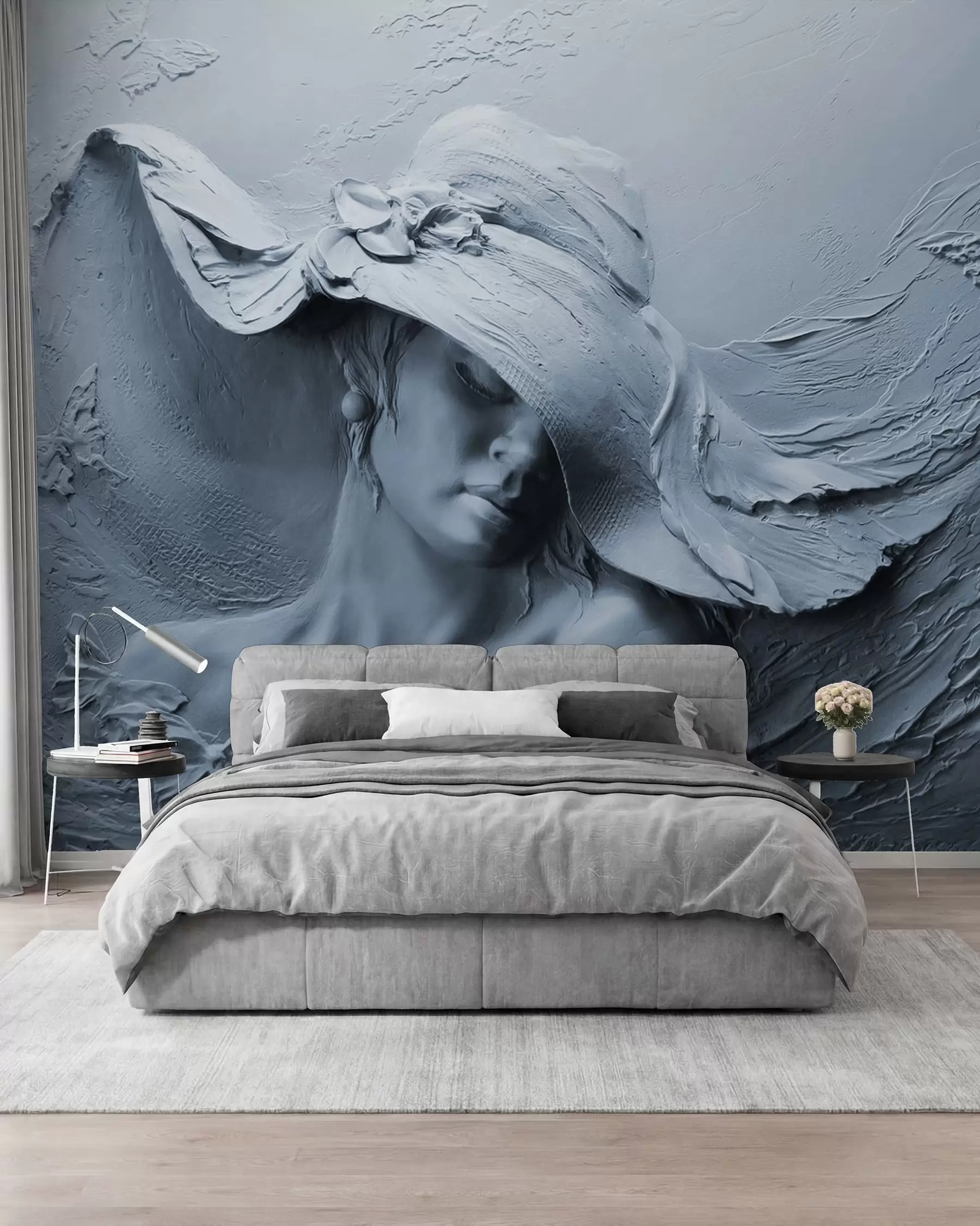 Wall Mural Photo Wallpaper Sculpted Lady in Blue u62592v2