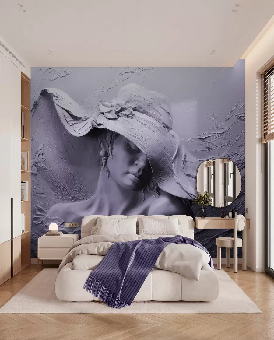 peintures murales Femme au chapeau 3D u62592v3