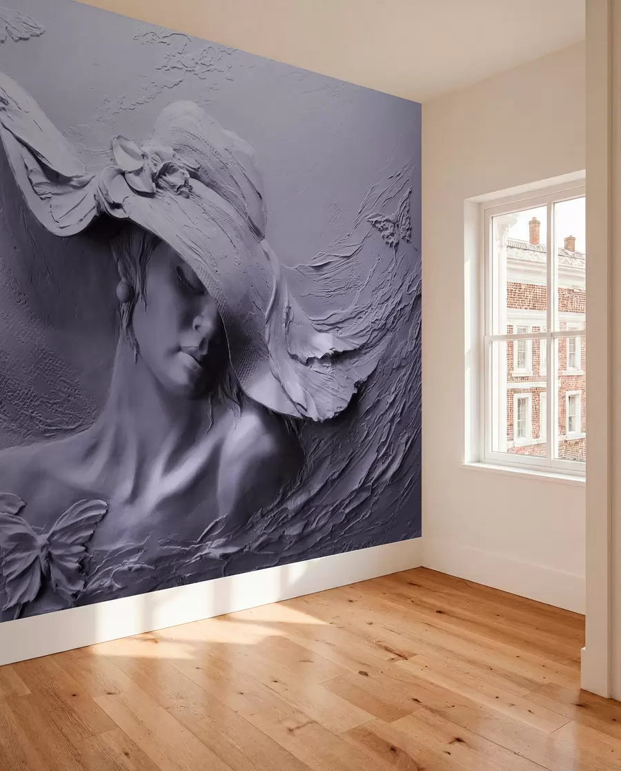 wall murals Woman in a hat 3D u62592v3