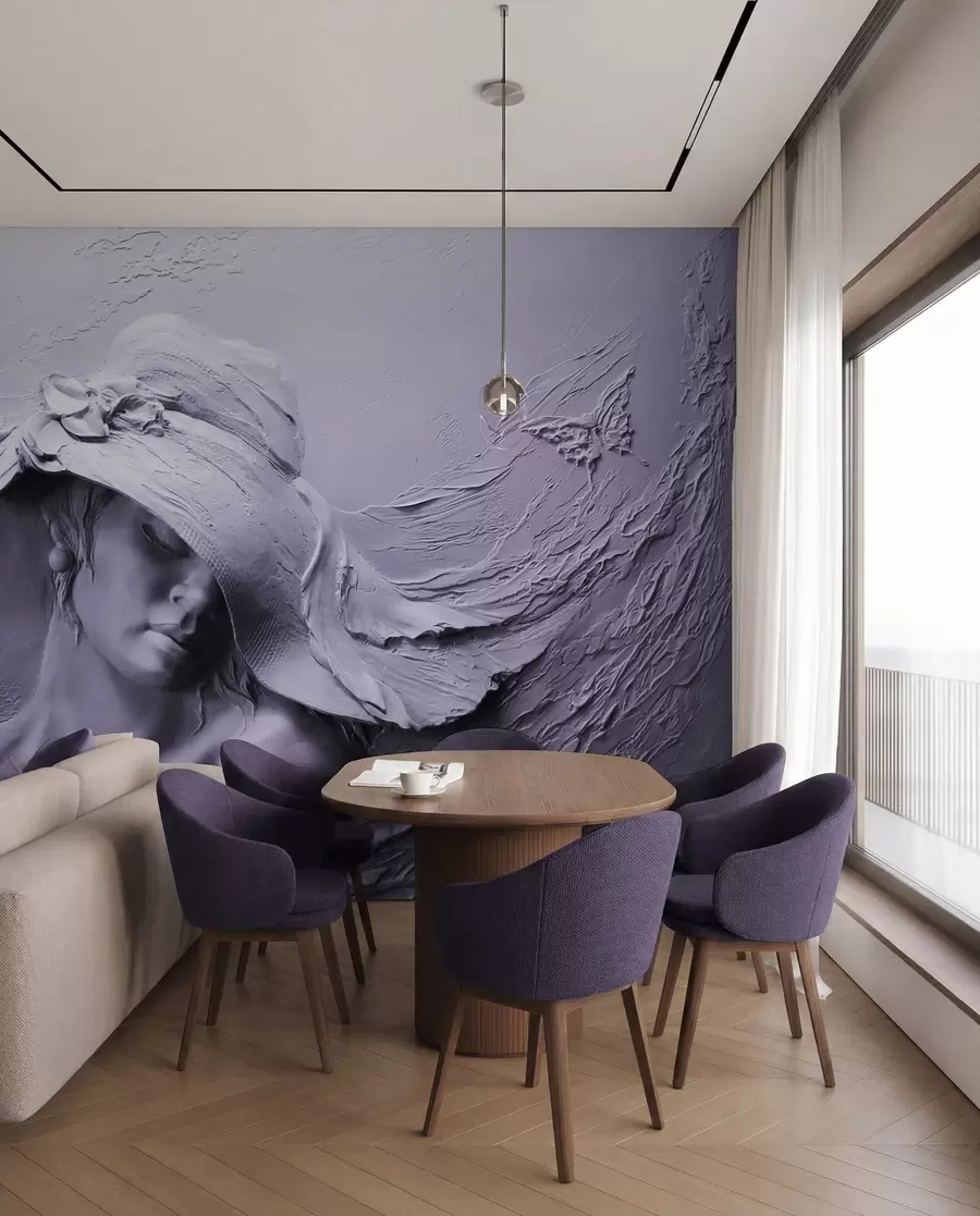wall murals Woman in a hat 3D u62592v3