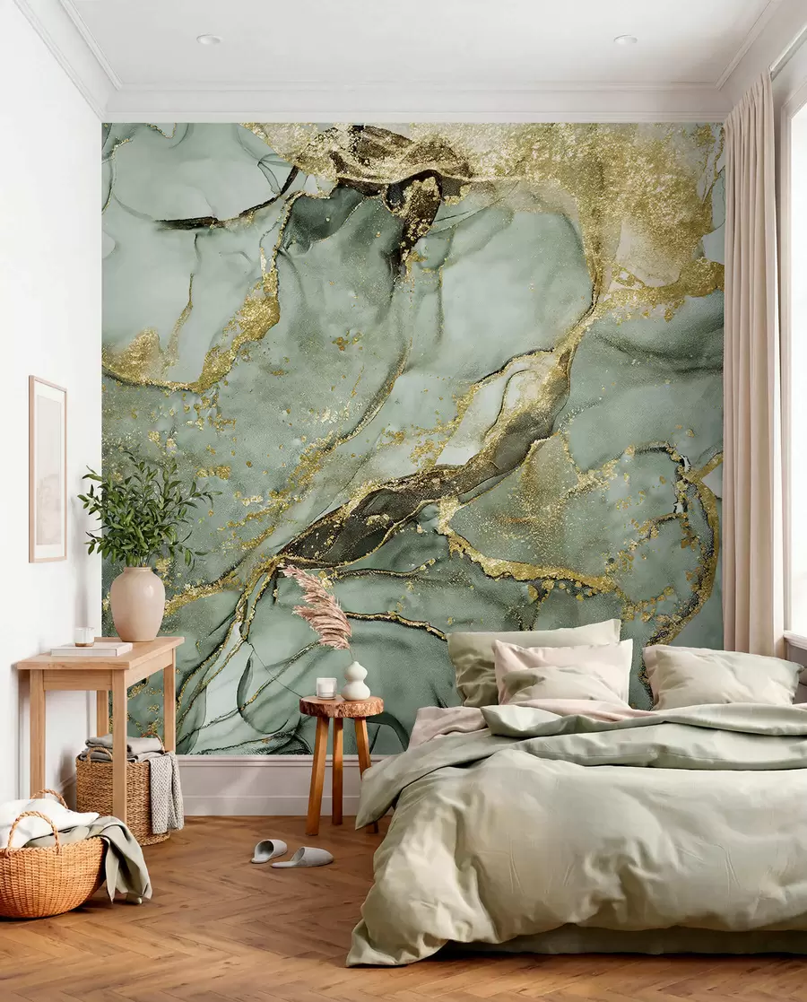 Wall Mural Photo Wallpaper Green and Amber Marble u93578v2