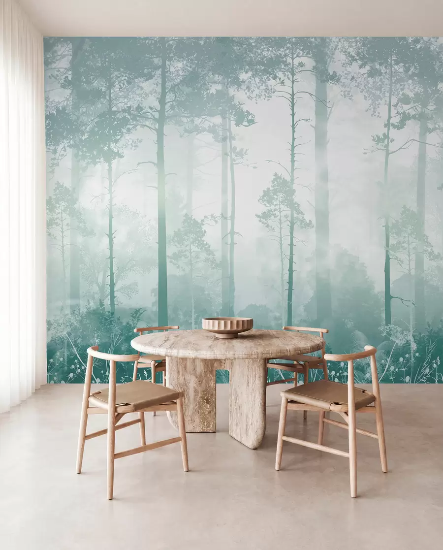 peintures murales Voile forestier bleu canard u94439v3