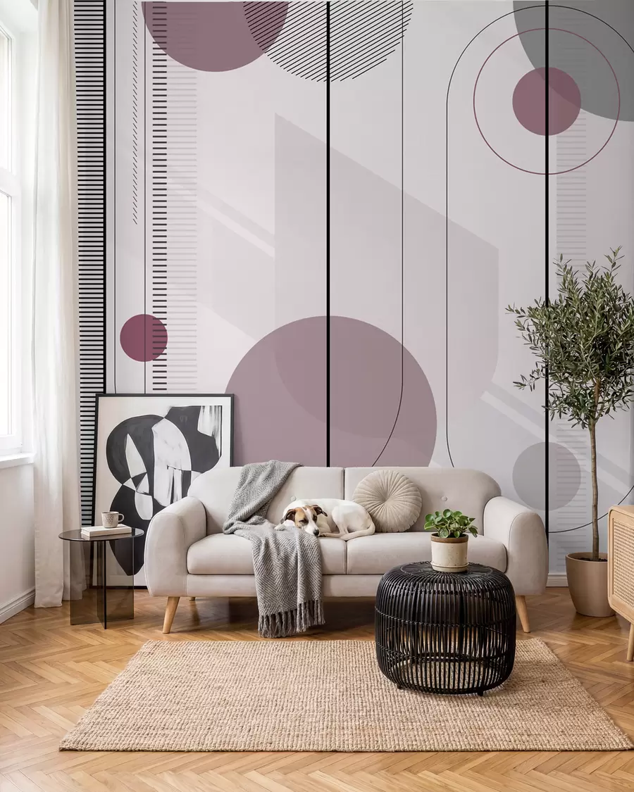 peintures murales Cercles roses sur des fils u95379v2