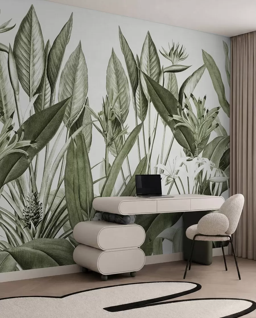 peintures murales Jungle à l’encre verte u96833v2