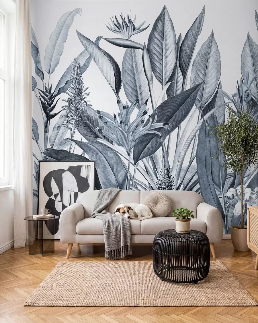 murales Jungla en tinta — Azul u96833v4