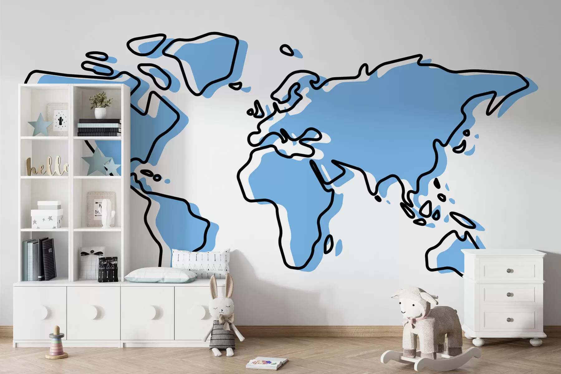 wall murals Blue map of the world, an abstract modern concept u99073v1