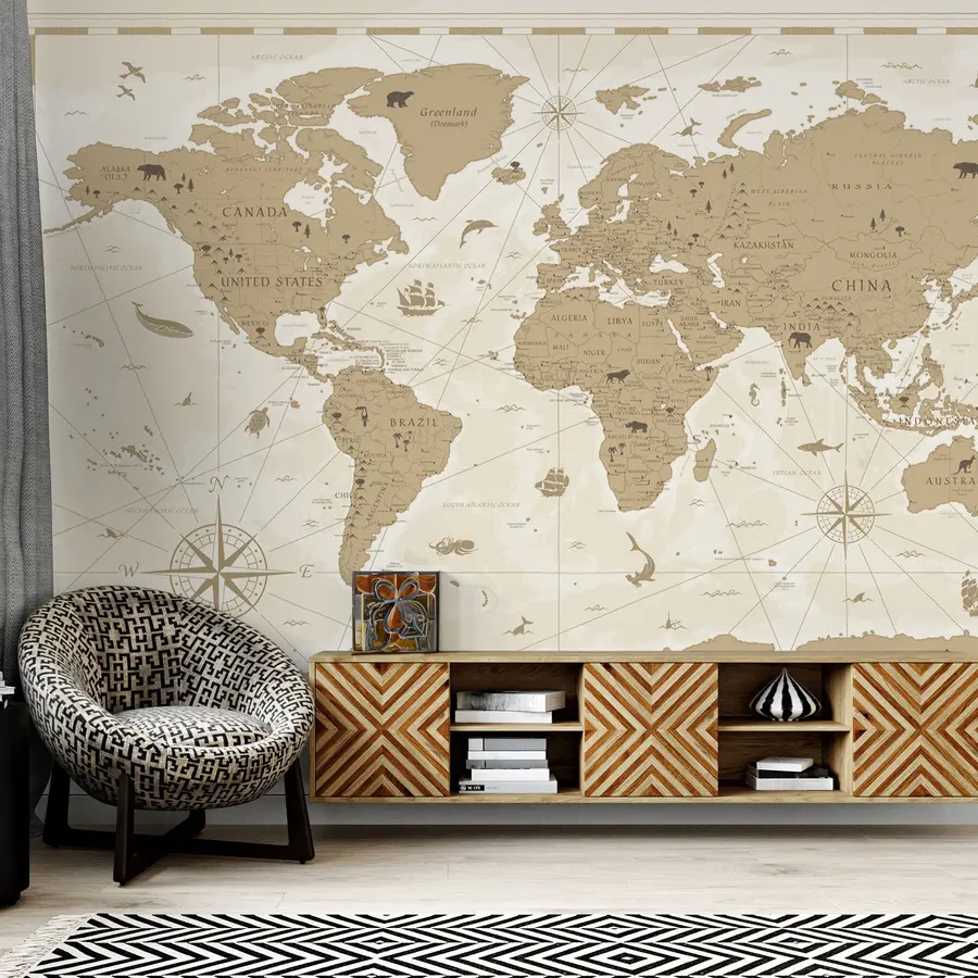 Wall Mural Photo Wallpaper Vintage world map u99074
