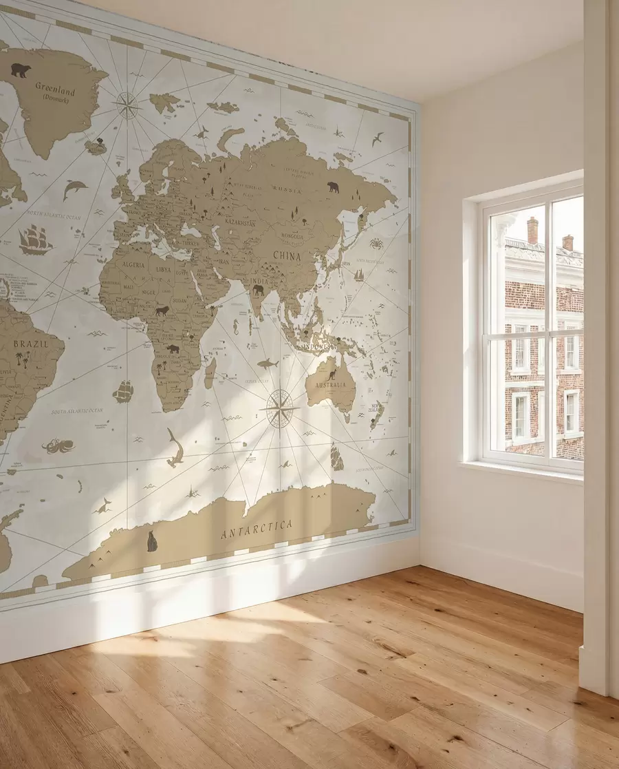 peintures murales Carte du monde vintage u99074