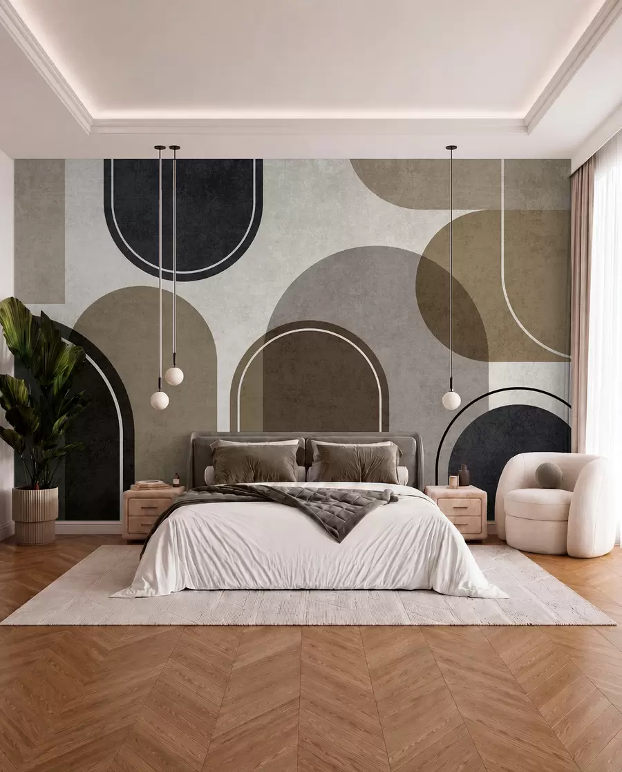 Wall Mural Photo Wallpaper Geometric arches in beige color u99095