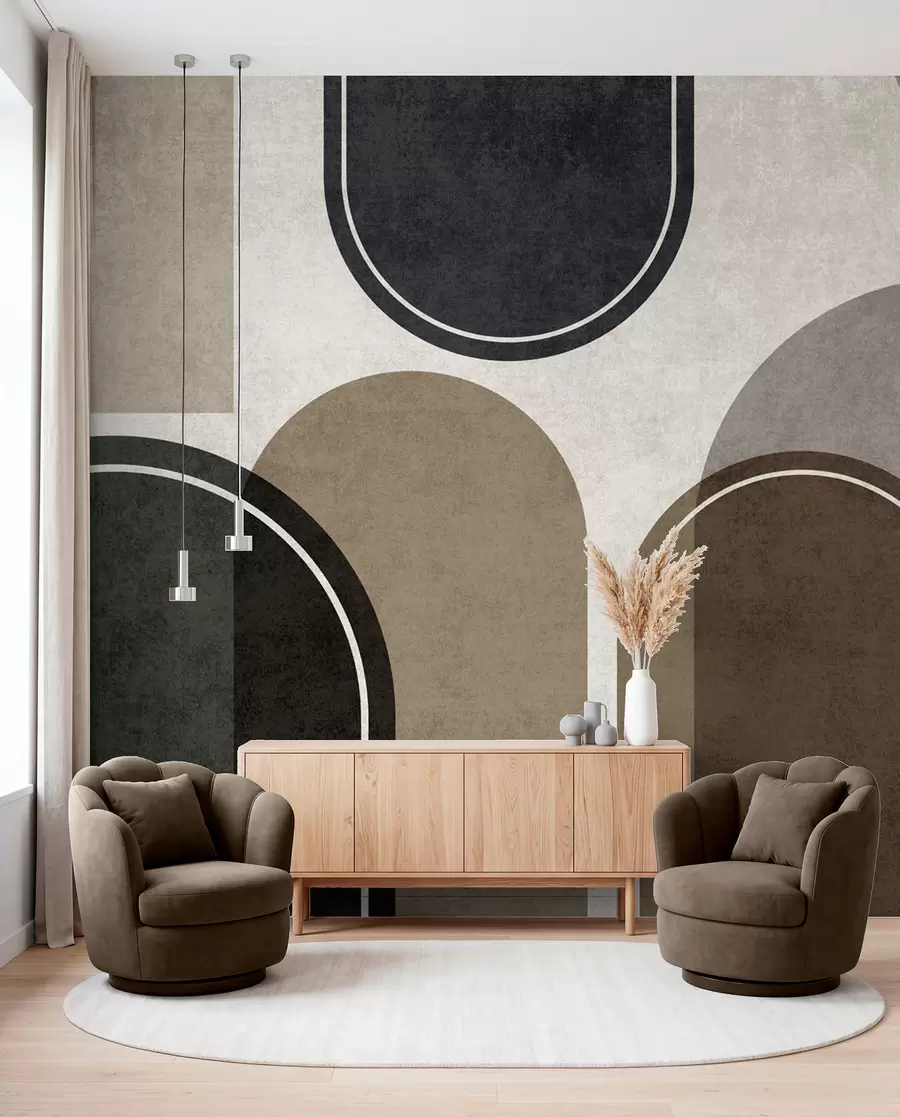 wall murals Geometric arches in beige color u99095