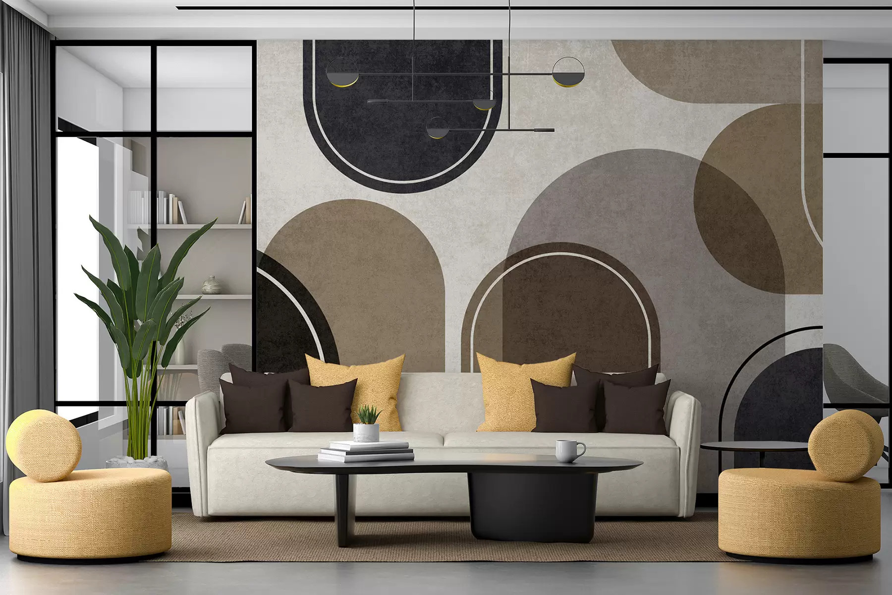 wall murals Geometric arches in beige color u99095