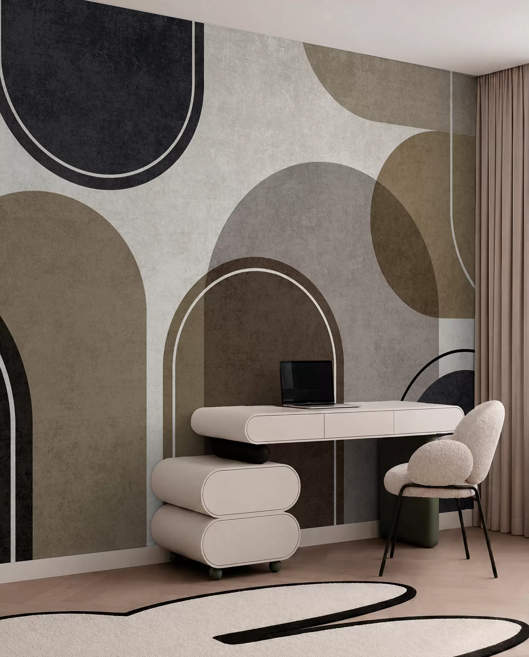 Wall Mural Photo Wallpaper Geometric arches in beige color u99095