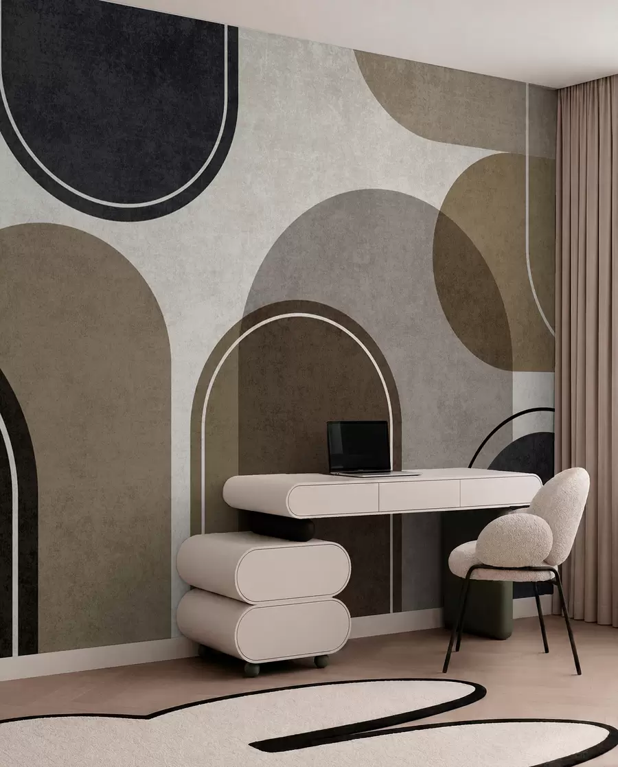 Wall Mural Photo Wallpaper Geometric arches in beige color u99095