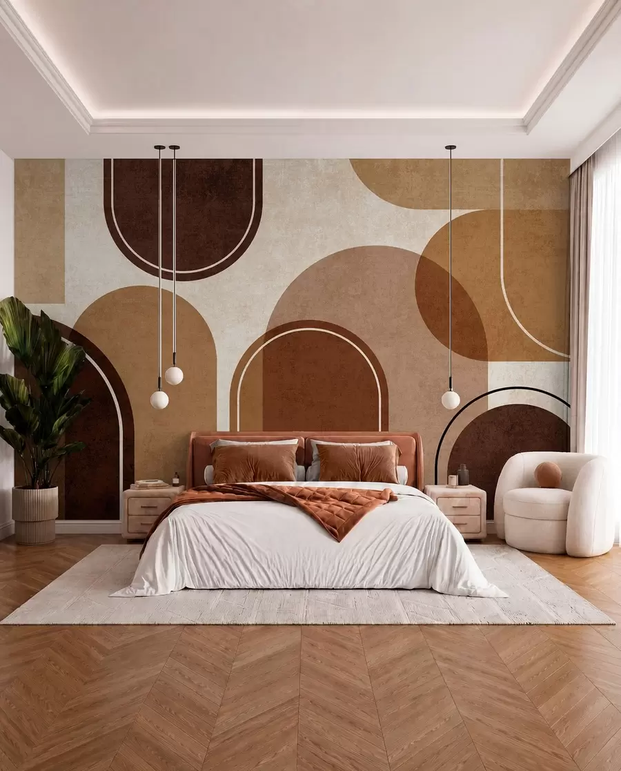 Wall Mural Photo Wallpaper Geometric arches in orange color u99095v1