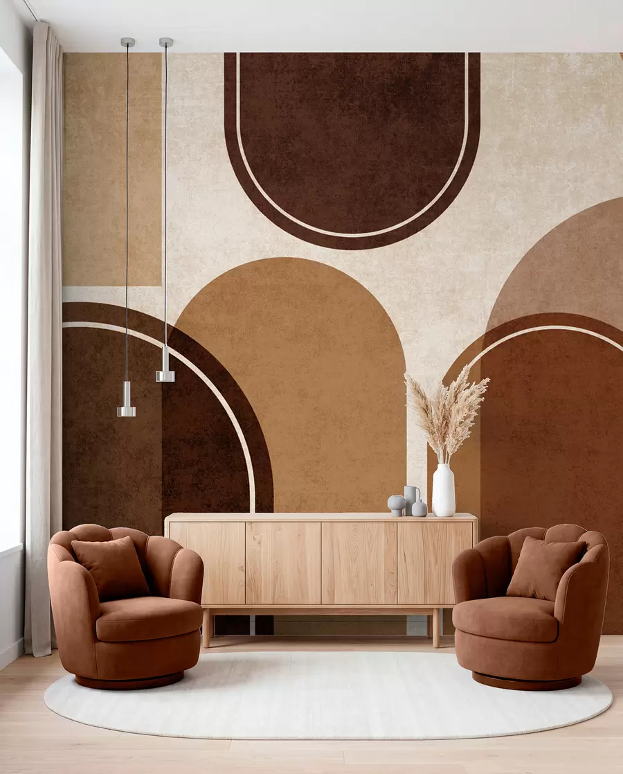 wall murals Geometric arches in orange color u99095v1