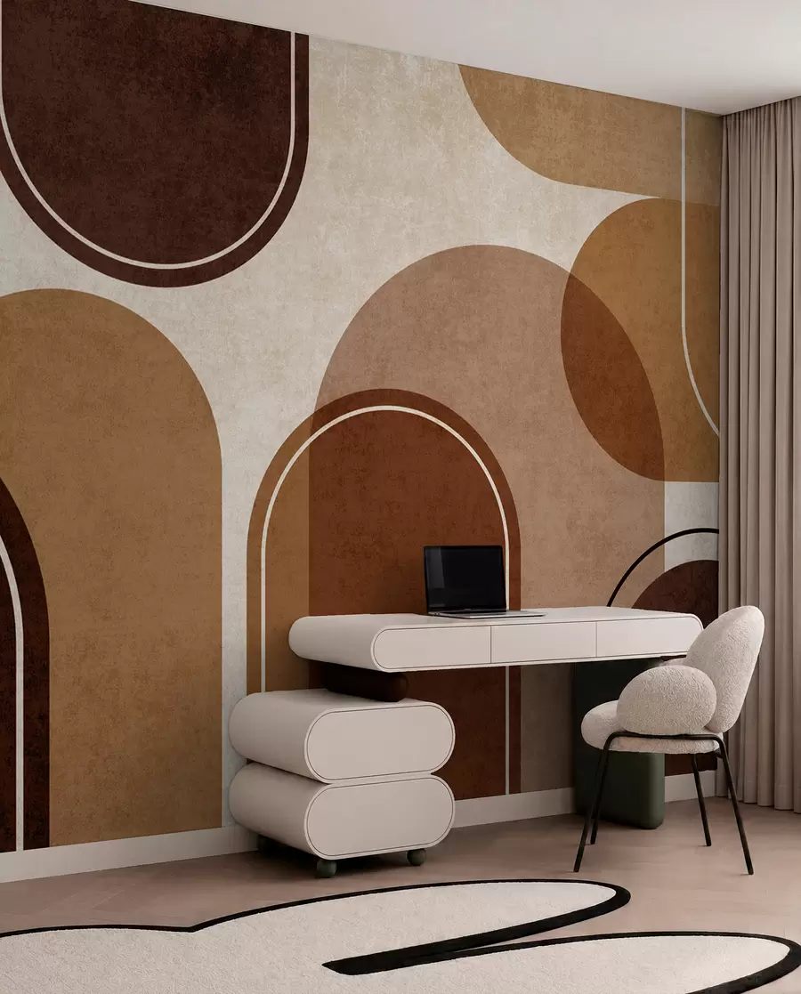 Wall Mural Photo Wallpaper Geometric arches in orange color u99095v1