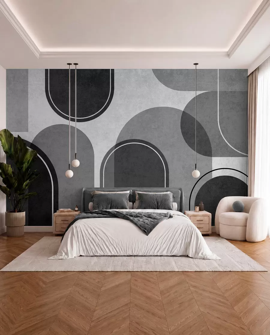 Wall Mural Photo Wallpaper Geometric arches in gray color u99095v2