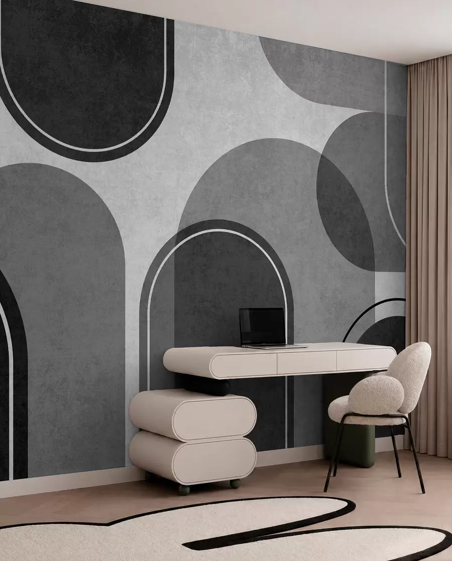 Wall Mural Photo Wallpaper Geometric arches in gray color u99095v2