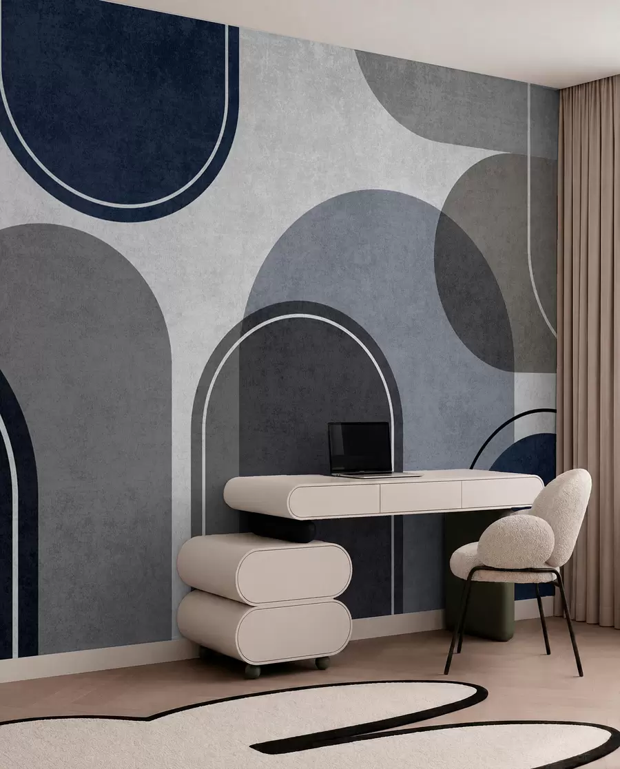 Wall Mural Photo Wallpaper Geometric arches in blue color u99095v3