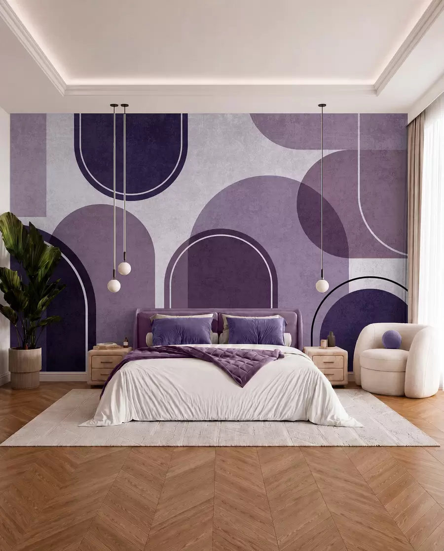 Wall Mural Photo Wallpaper Geometric arches in purple color u99095v4