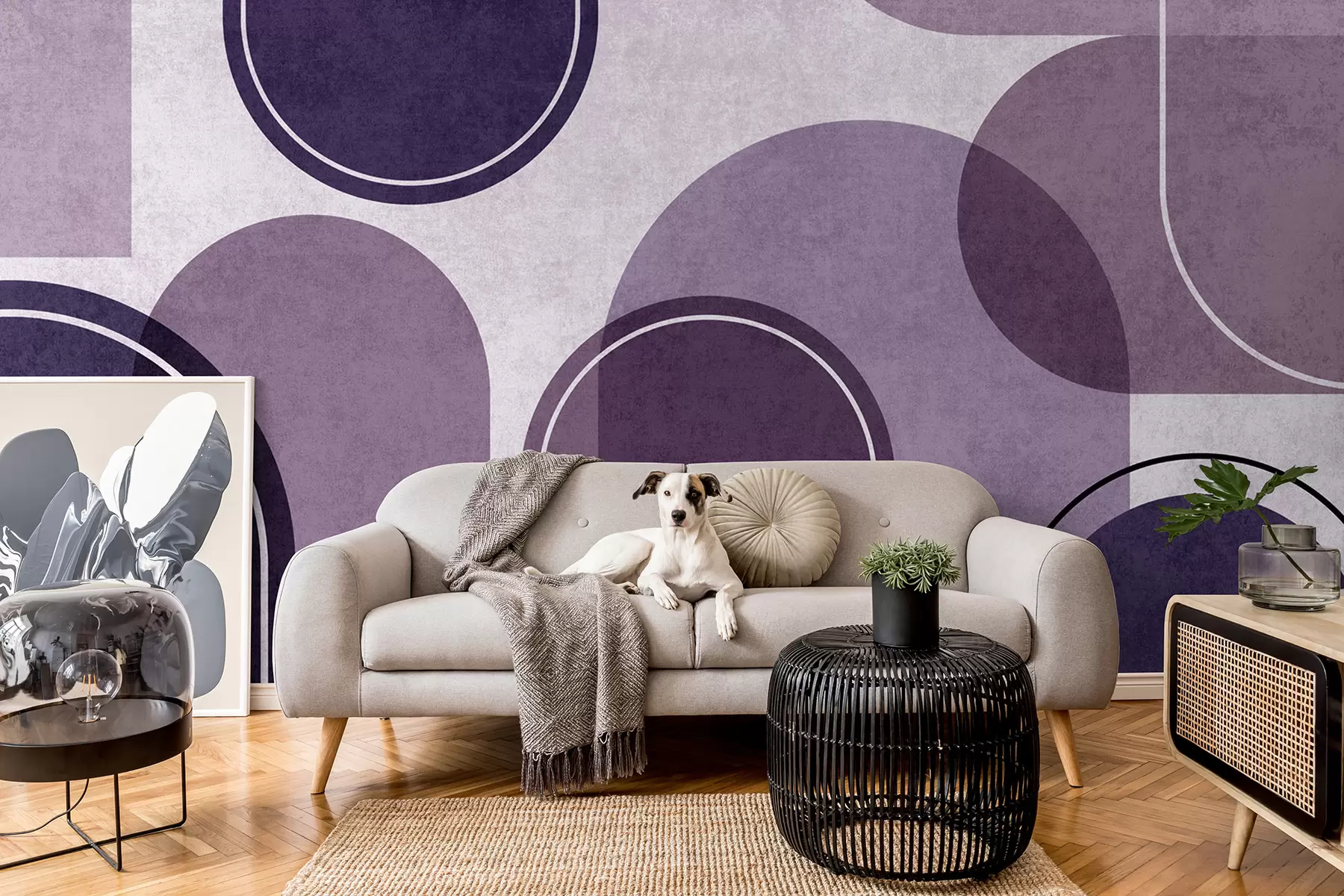 Wall Mural Photo Wallpaper Geometric arches in purple color u99095v4
