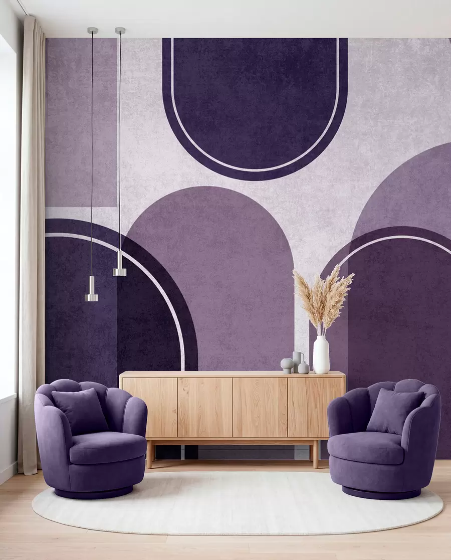 wall murals Geometric arches in purple color u99095v4