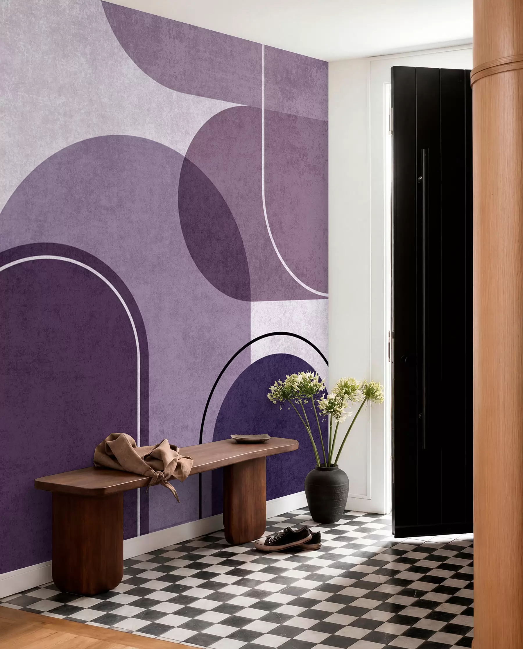 wall murals Geometric arches in purple color u99095v4