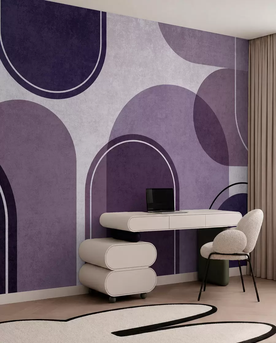 Wall Mural Photo Wallpaper Geometric arches in purple color u99095v4