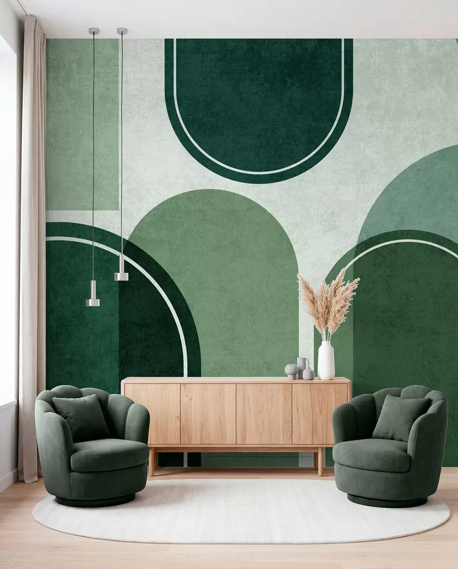 peintures murales Arcs géométriques de couleur verte u99095v5