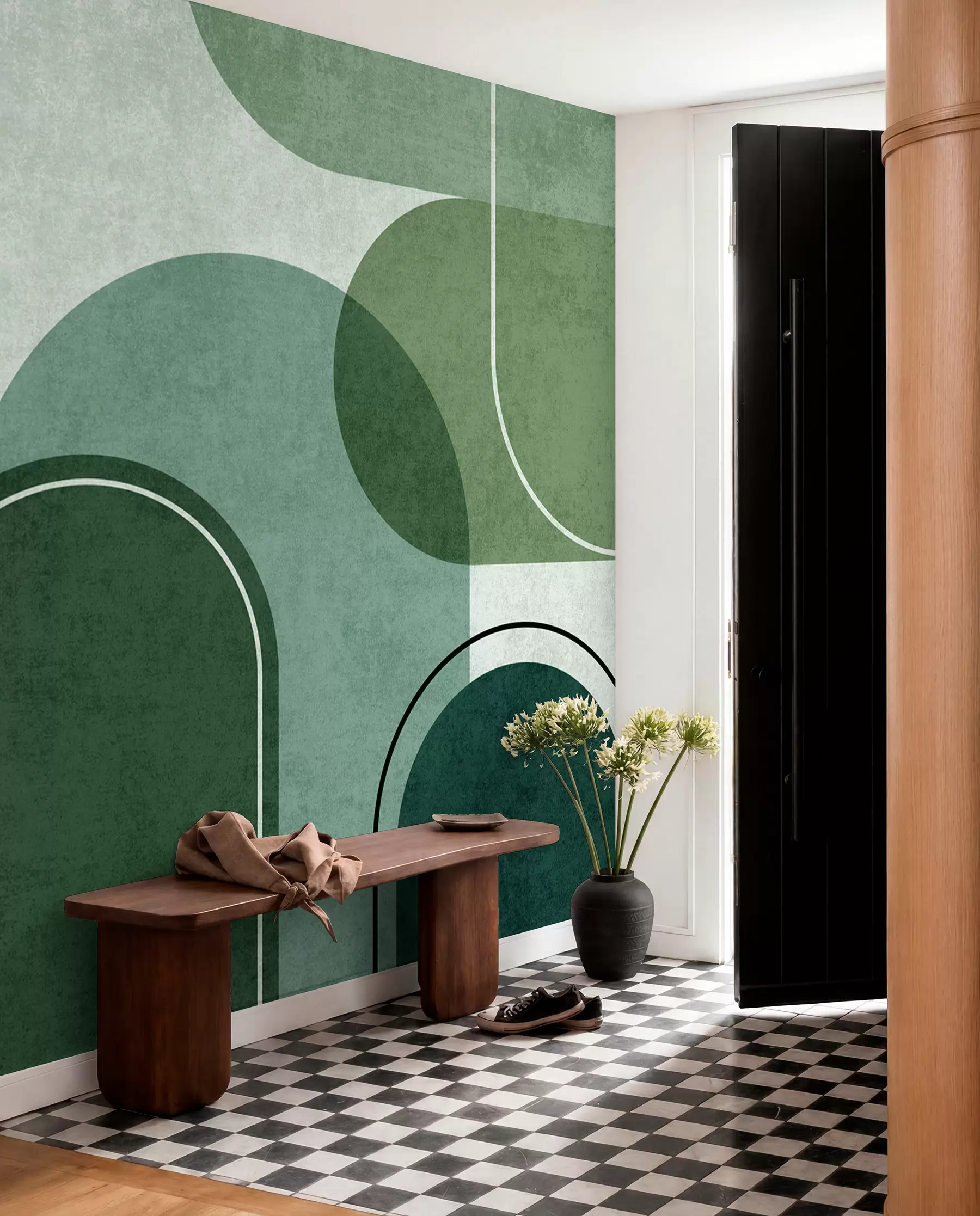 wall murals Geometric arches in green color u99095v5