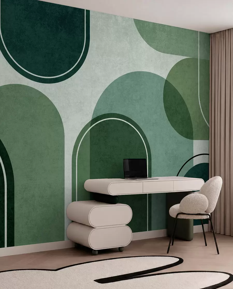 Wall Mural Photo Wallpaper Geometric arches in green color u99095v5
