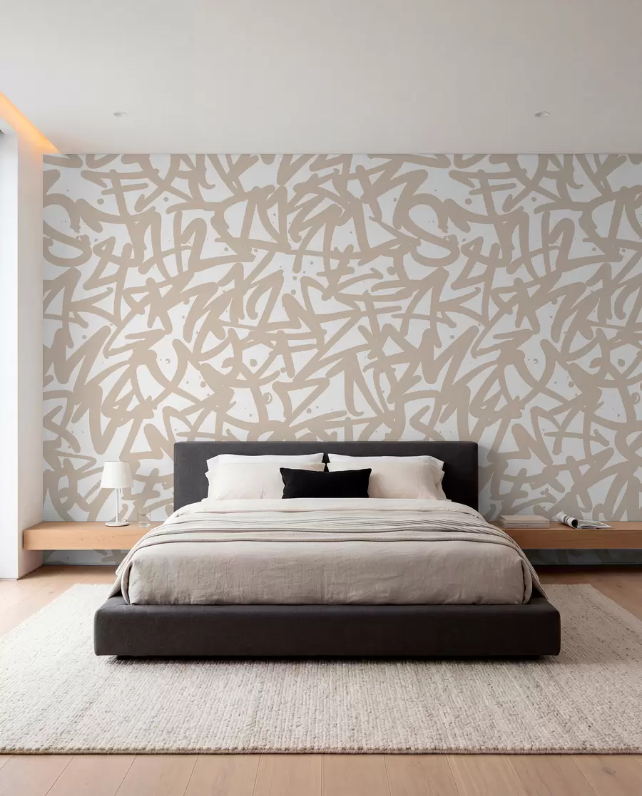 Wall Mural Photo Wallpaper Graffiti Emotions: Beige u99087v1