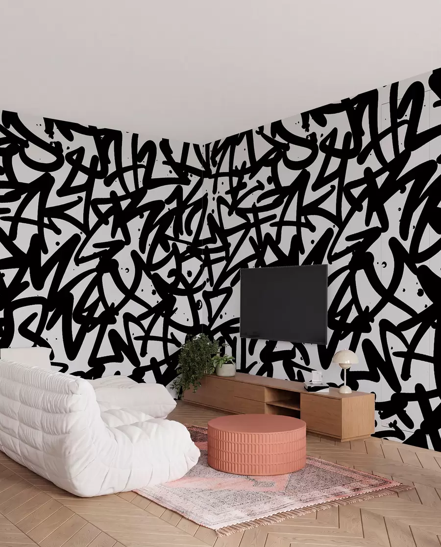 Wall Mural Photo Wallpaper Graffiti Emotions: Black u99087v3