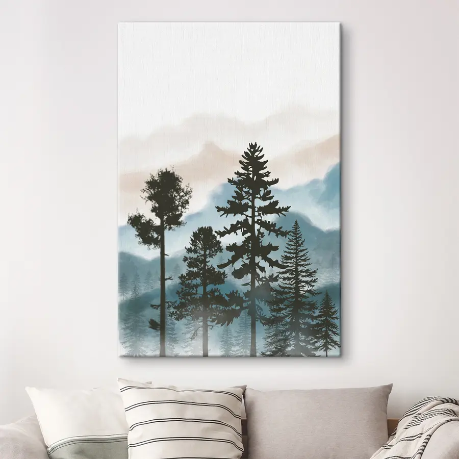 murales Paisaje forestal brumoso en tonos suaves s36605