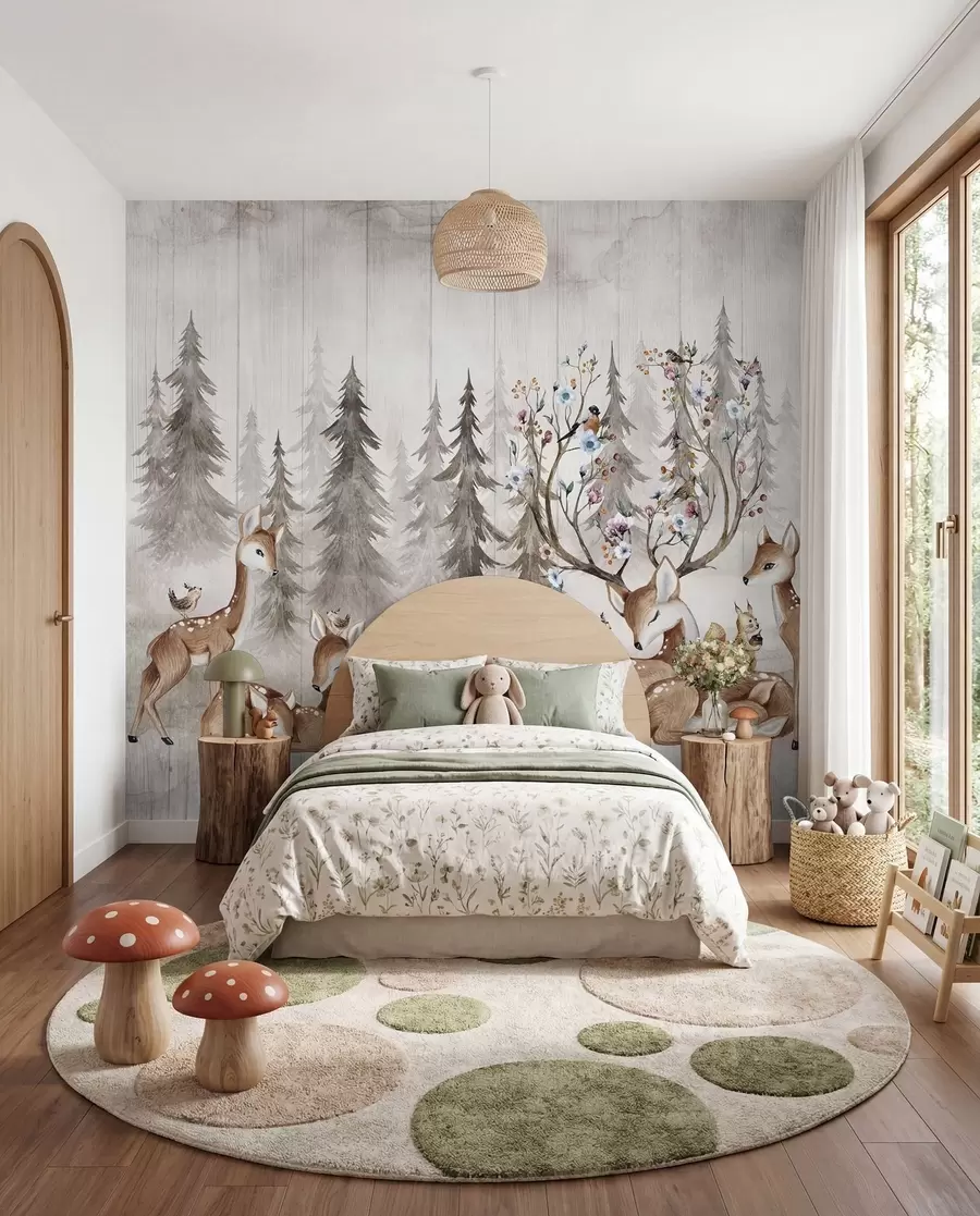 peintures murales Forêt de rennes à l'aquarelle u98679