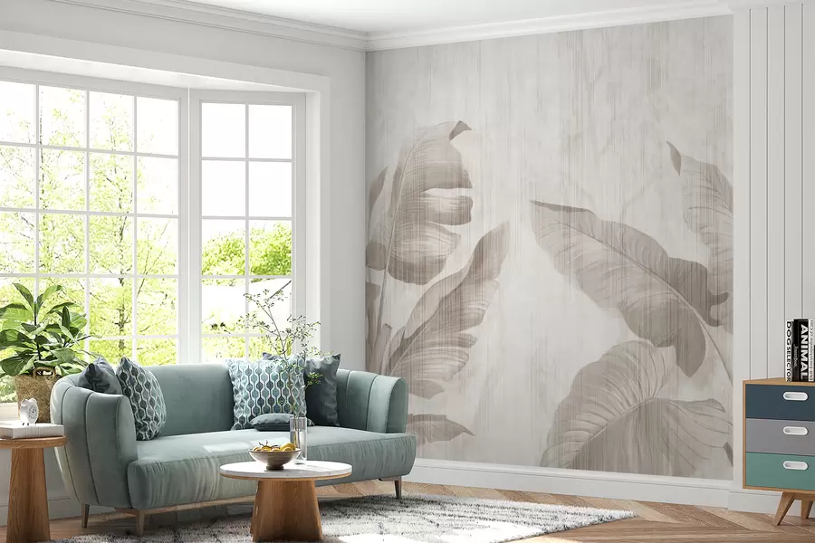 Wall Mural Photo Wallpaper Tropical leaves in grunge style u00299d1