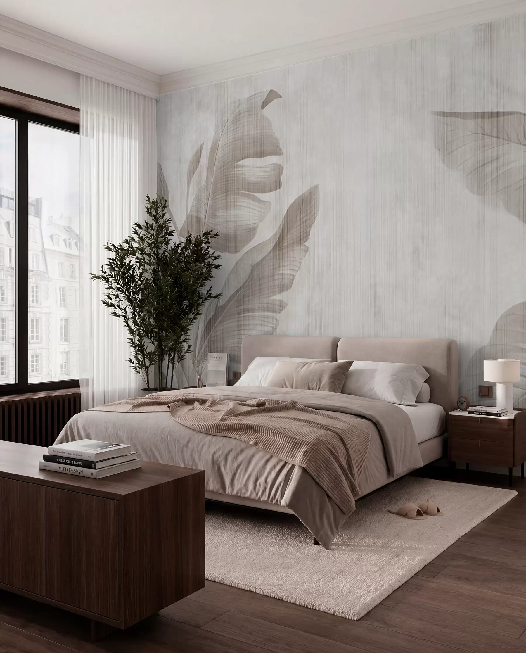 murales Hojas tropicales en estilo grunge u00299d2