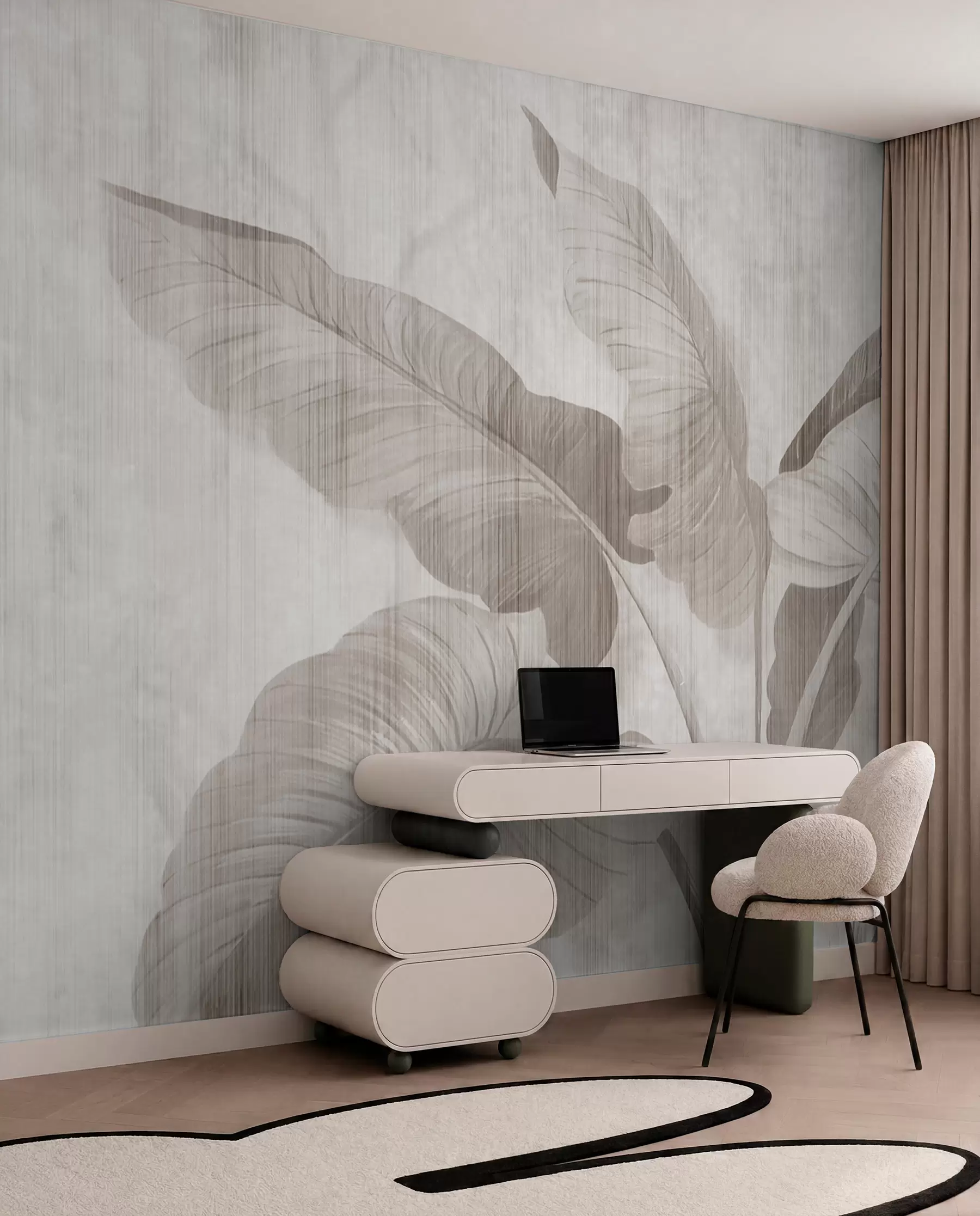wall murals Tropical leaves in grunge style u00299d2
