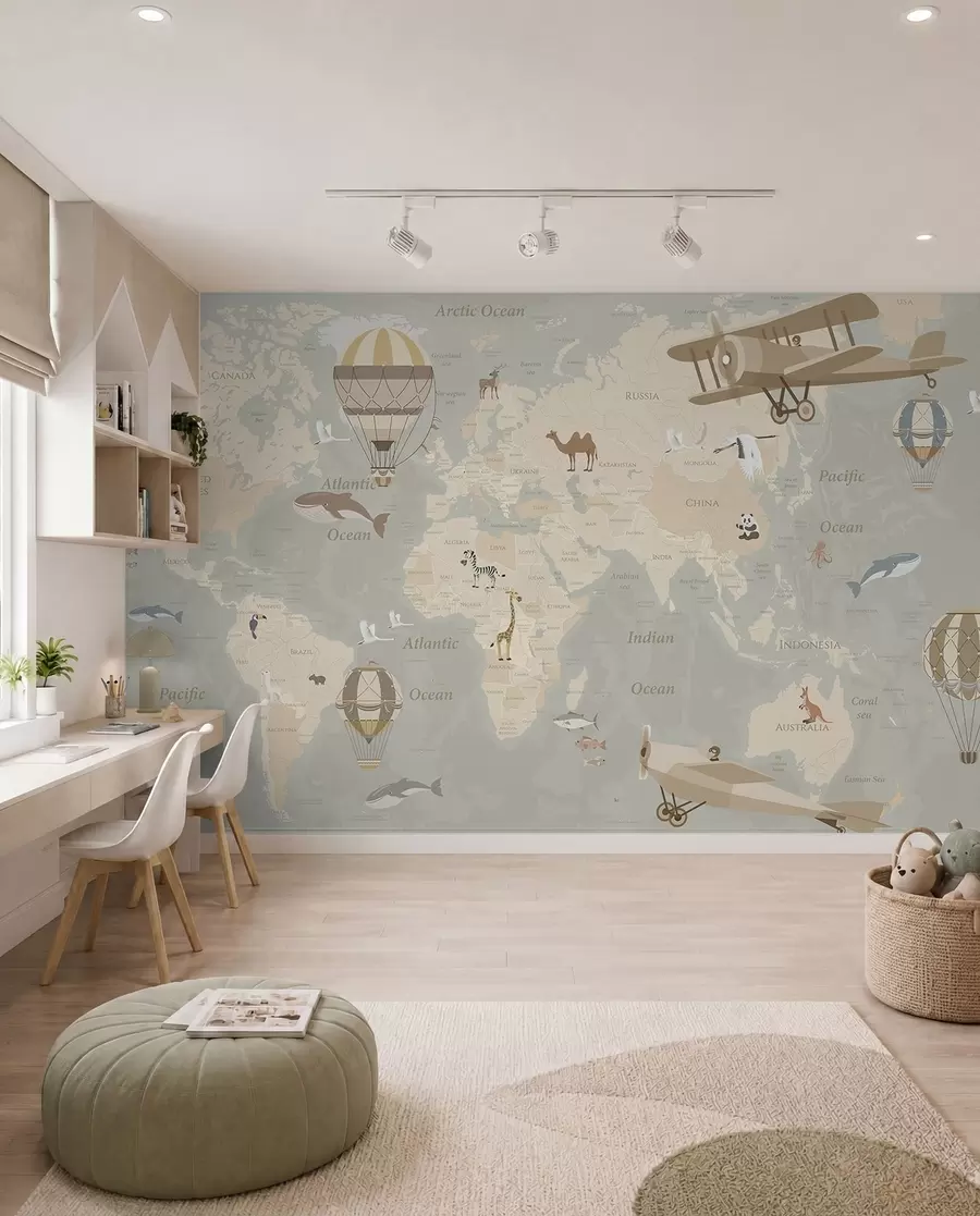 Wall Mural Photo Wallpaper Balloon World Map II u36066d2