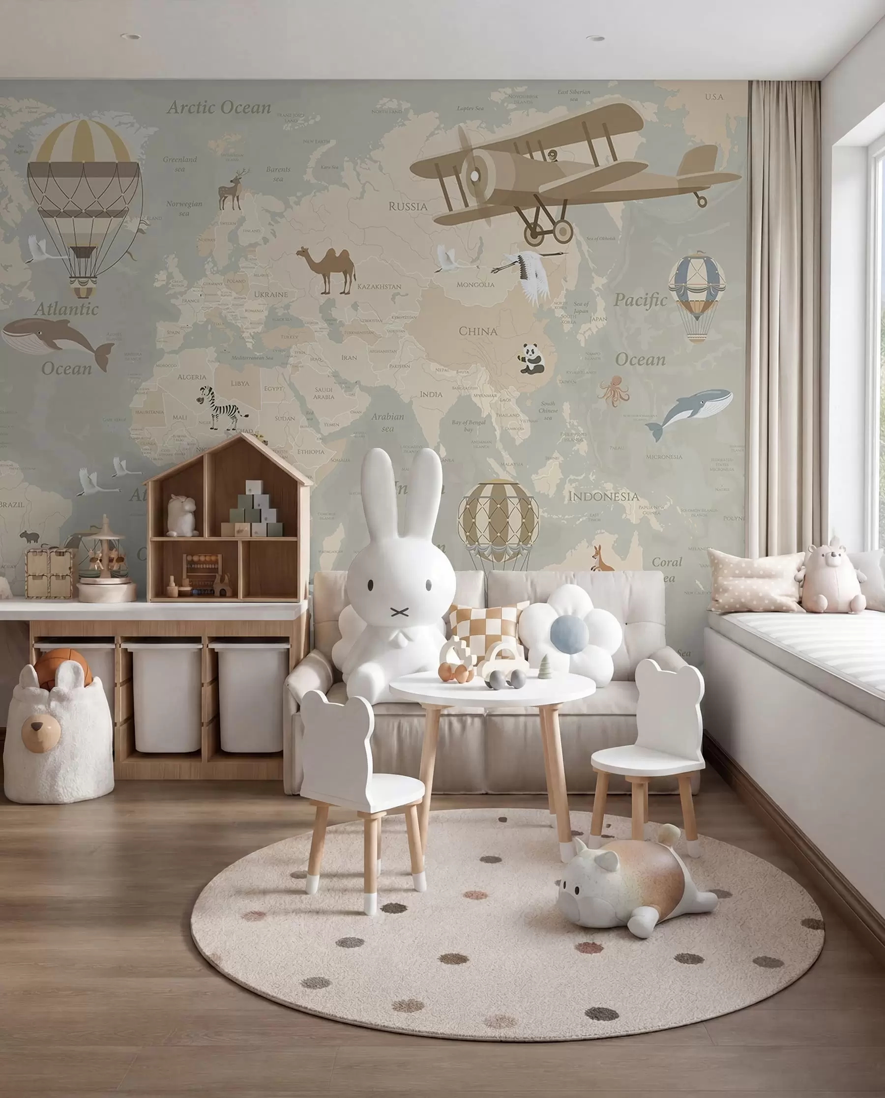 peintures murales Carte du monde et ballons II u36066d2