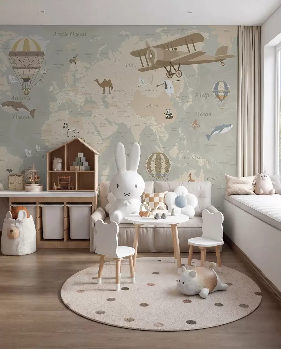 peintures murales Carte du monde et ballons II u36066d2
