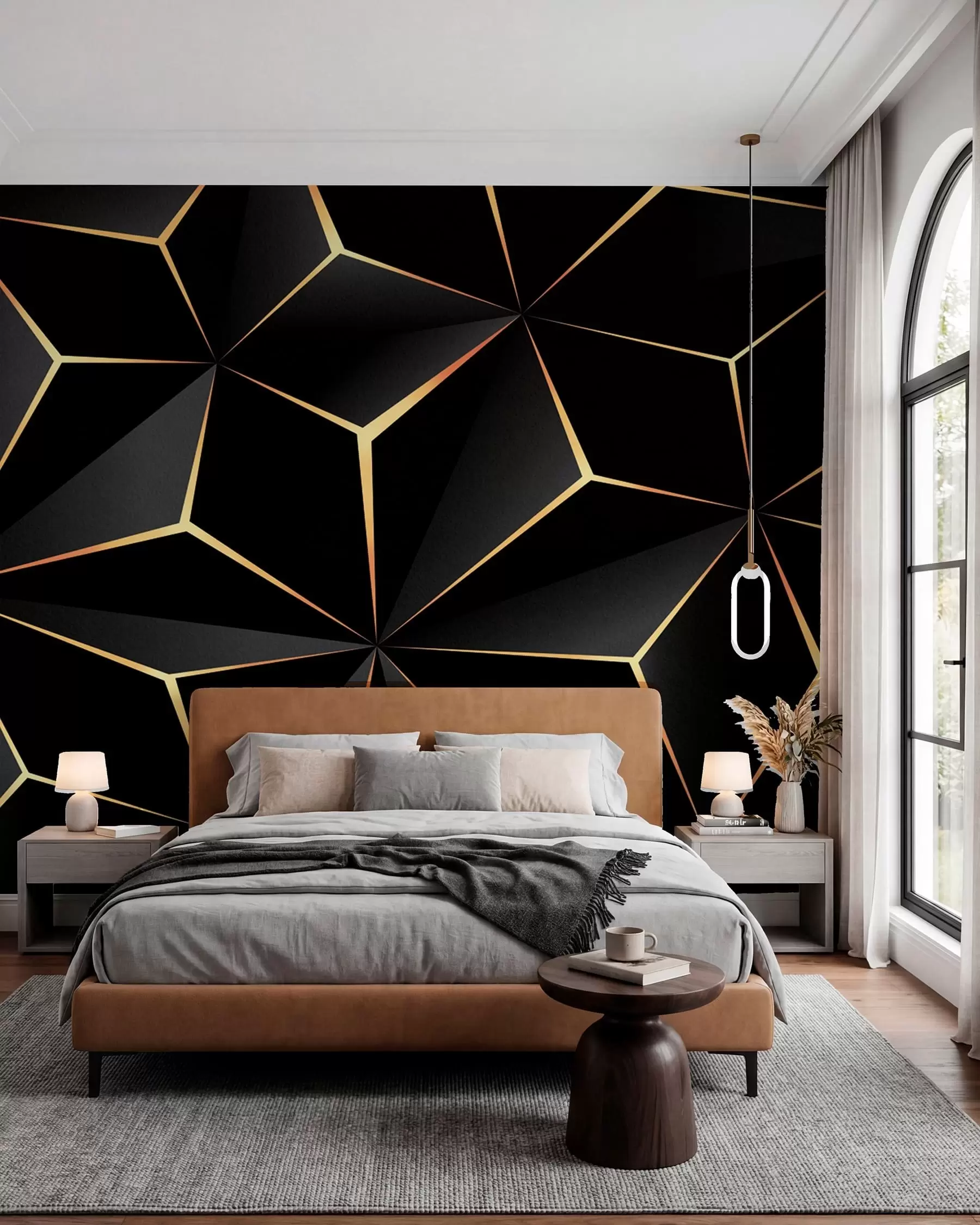 Wall Mural Photo Wallpaper Black and Gold Facets II u72104d2
