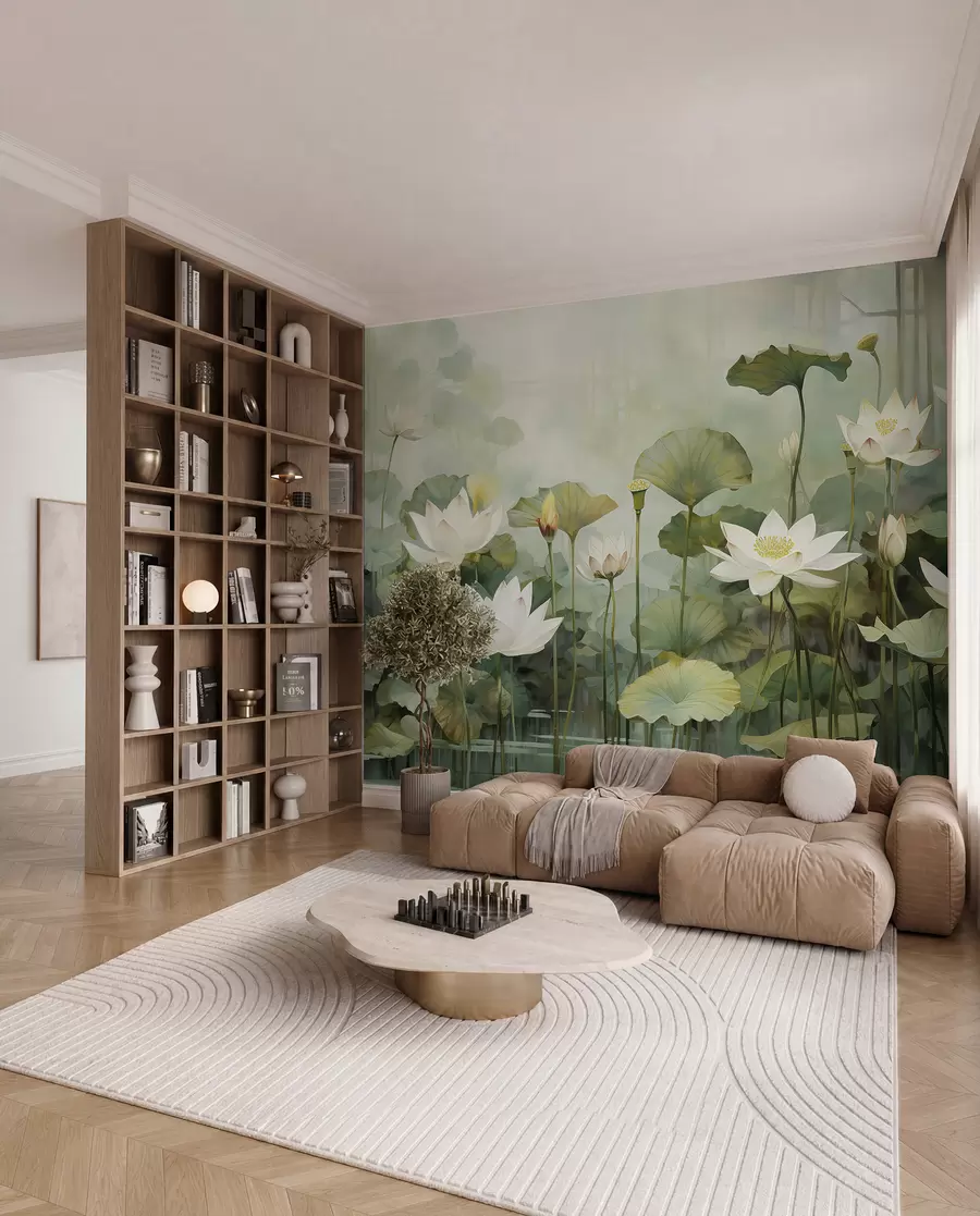 Wall Mural Photo Wallpaper Lotus flowers in the lake, jungle, tropical art, greenery u99454d1