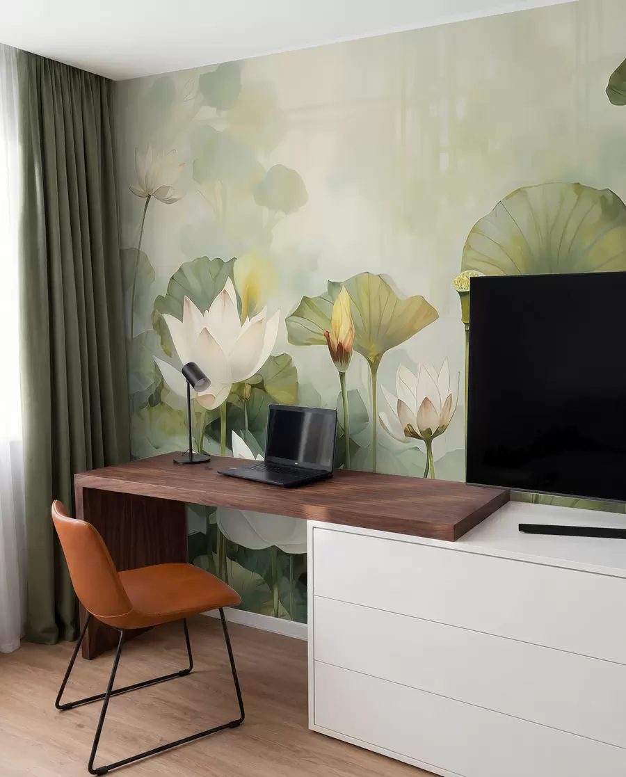 Wall Mural Photo Wallpaper Lotus flowers in the lake, jungle, tropical art, greenery u99454d1